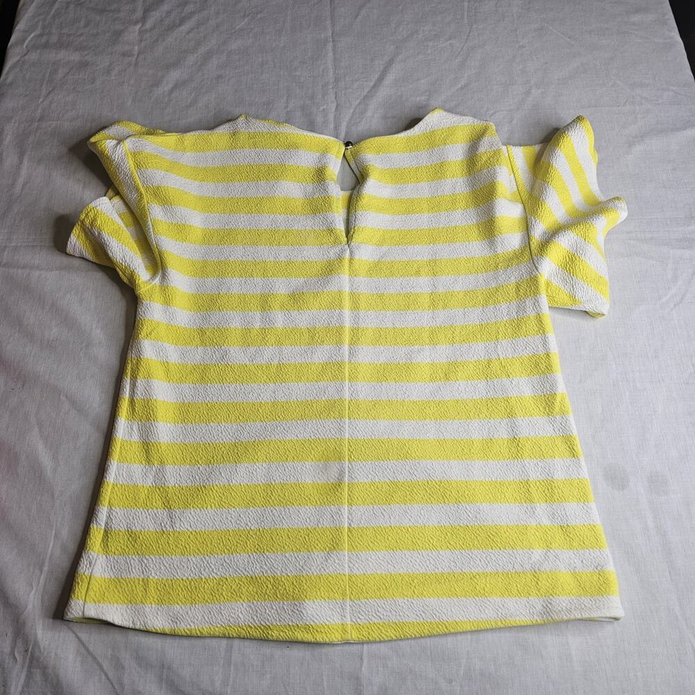 Anthropologie Postmark Edie Yellow Striped Flutter Sleeve Top Women Sz M Preppy - Picture 3 of 9